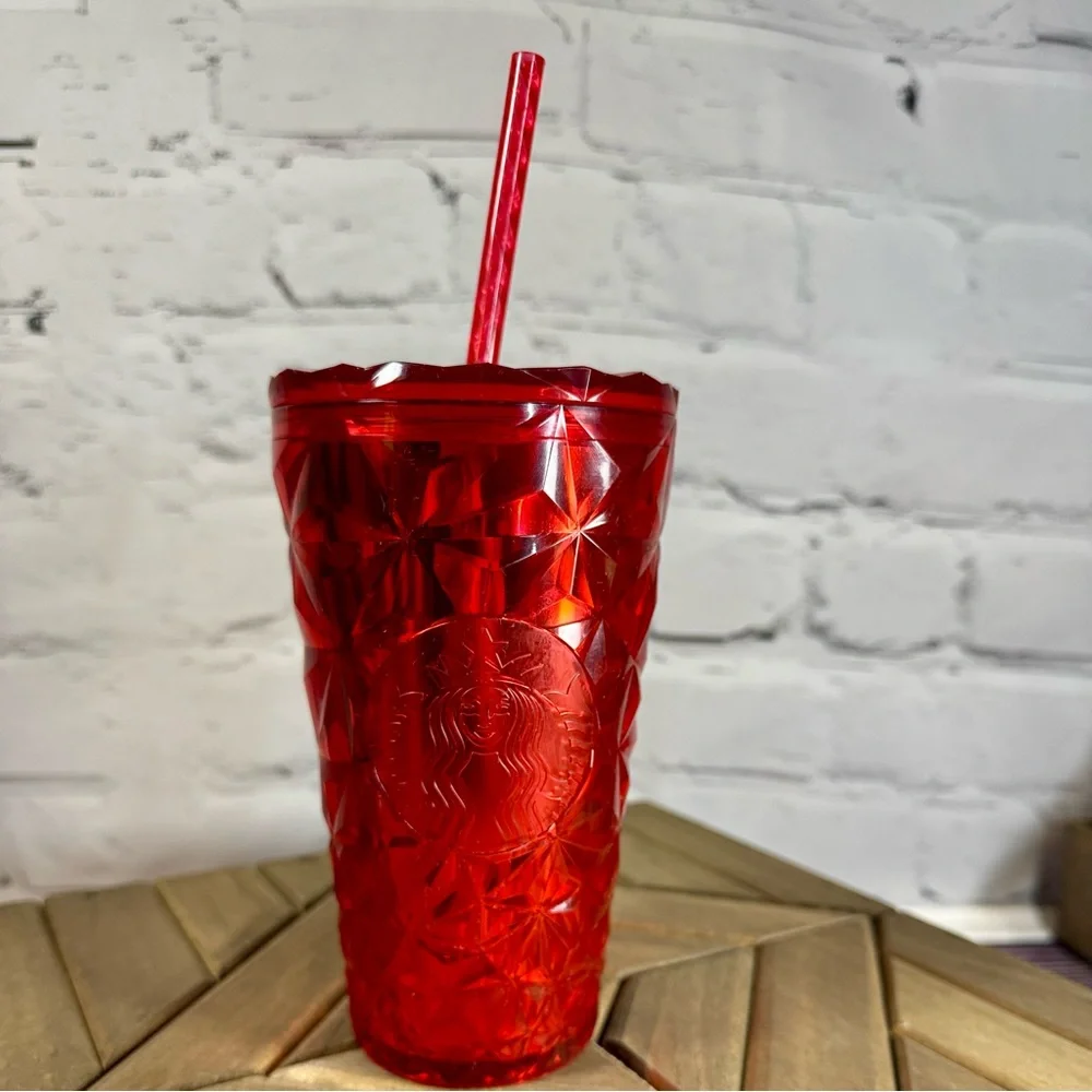 Starbucks Poinsettia Red Prism Diamond Crystal Cold‎ Tumbler Holiday 2023 new